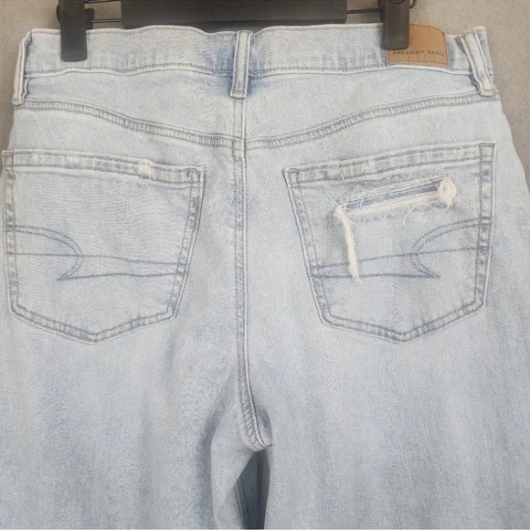 AE Super High Rise Ultra Wide Leg Distressed Baggy Fit Light Blue Jean Size 6 - Picture 4 of 8